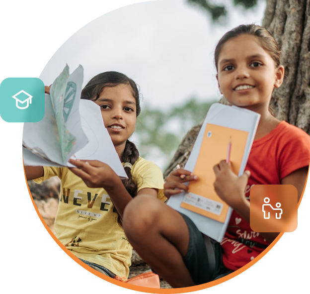 Children learning under a tree